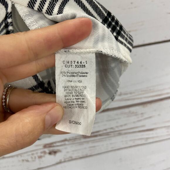 Windsor S White Black Plaid Checkered Gingham Knit Slit High Rise Mini Skirt - Picture 8 of 8